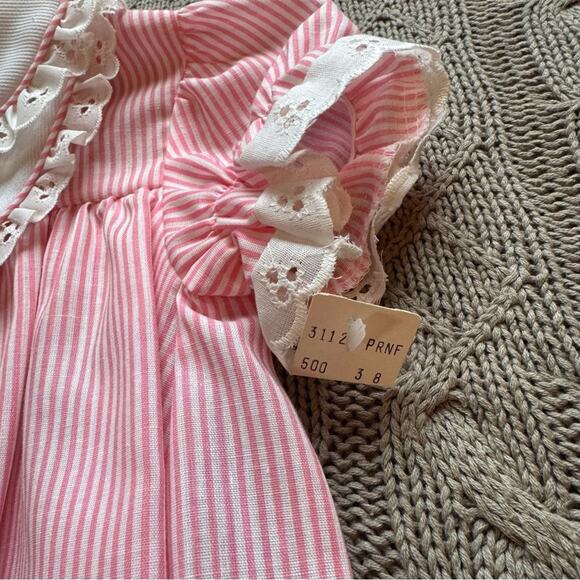 Vintage NWT Hi girls Inc USA Made Pink Peter Pan Embroidered Collar Dress ~ 12M - Picture 4 of 14